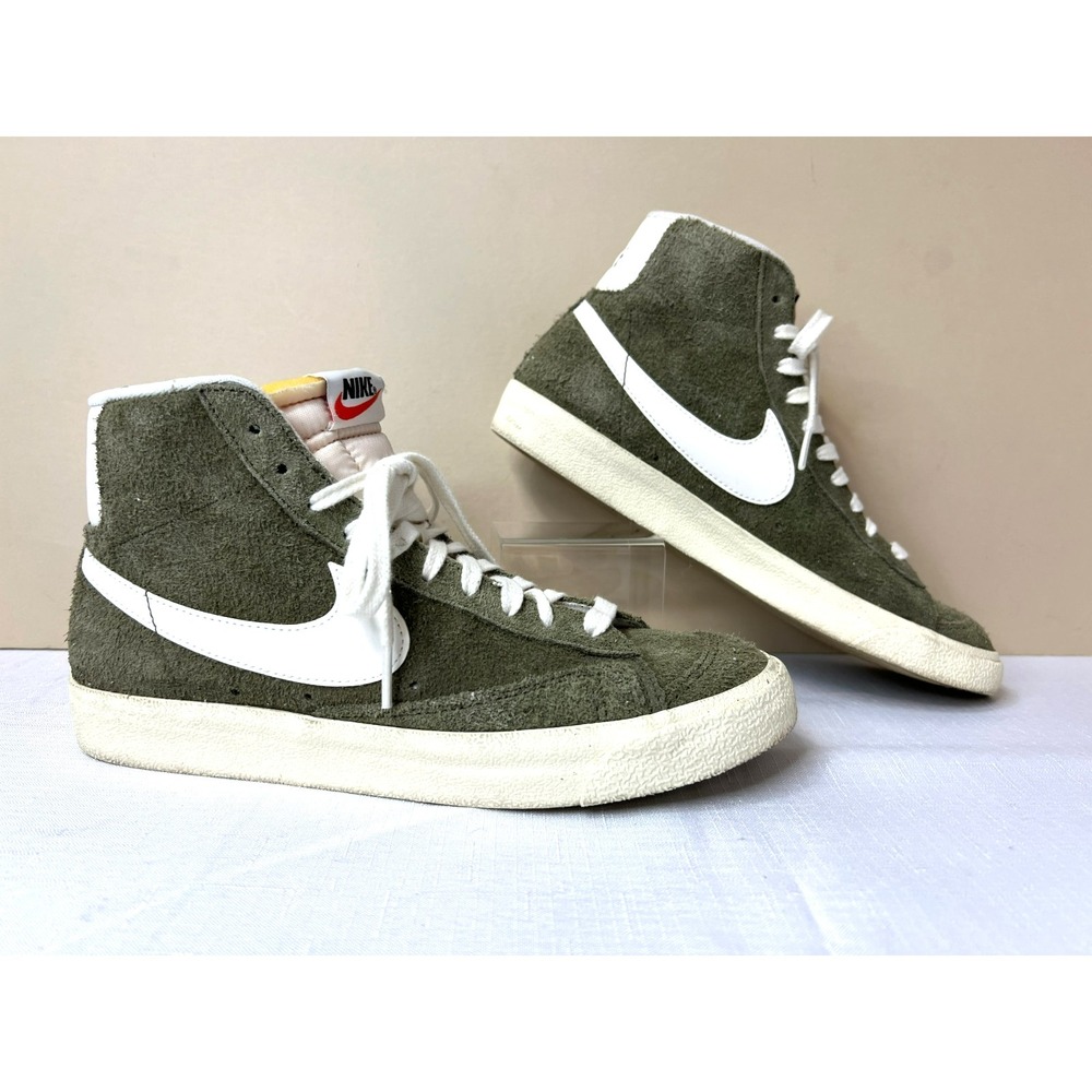 Nike Blaze 77 Vintage Medium Olive Suede Sneaker High Top White Contrast SZ 9M